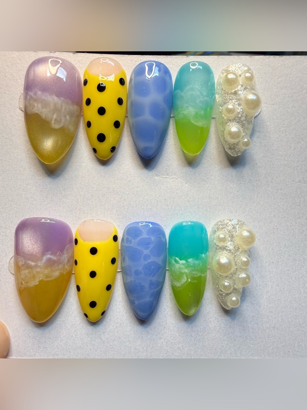 Medium Almond Colorful Mixed Nail Art Set